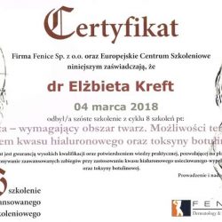 Elżbieta Kreft certyfikat 1
