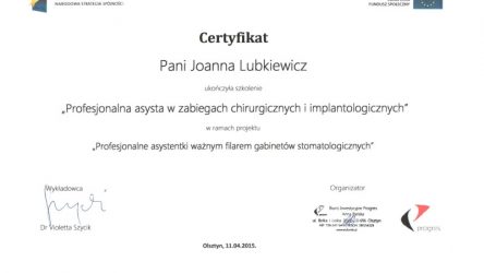 Joann Lubkiewicz - certyfikat 202
