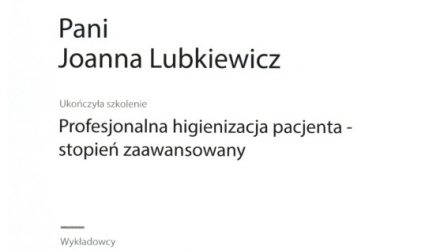Joanna Lubkiewicz - certyfikat 204