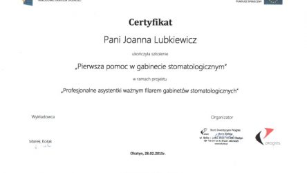 Joanna Lubkiewicz - certyfkat 203