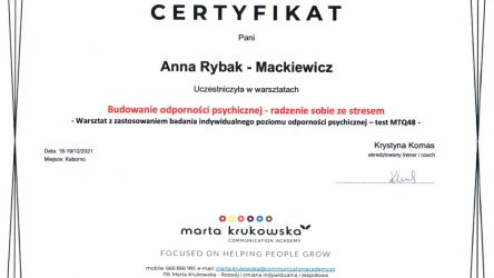 Anna Rybak-Mackiewicz - cert comunication