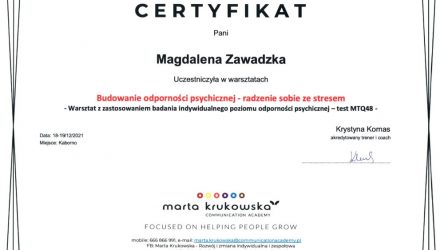 Magdalena Zawadzka - cert comunication