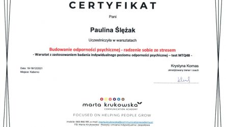 Paulina Ślężak - cert comunication