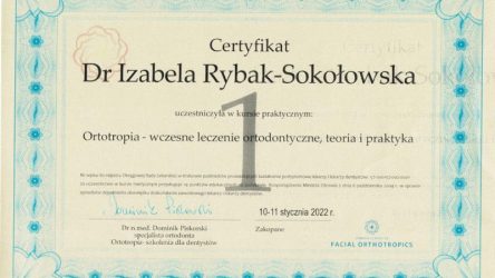 Izabela Rybak-Sokołowska - certyfikat - ortotropia
